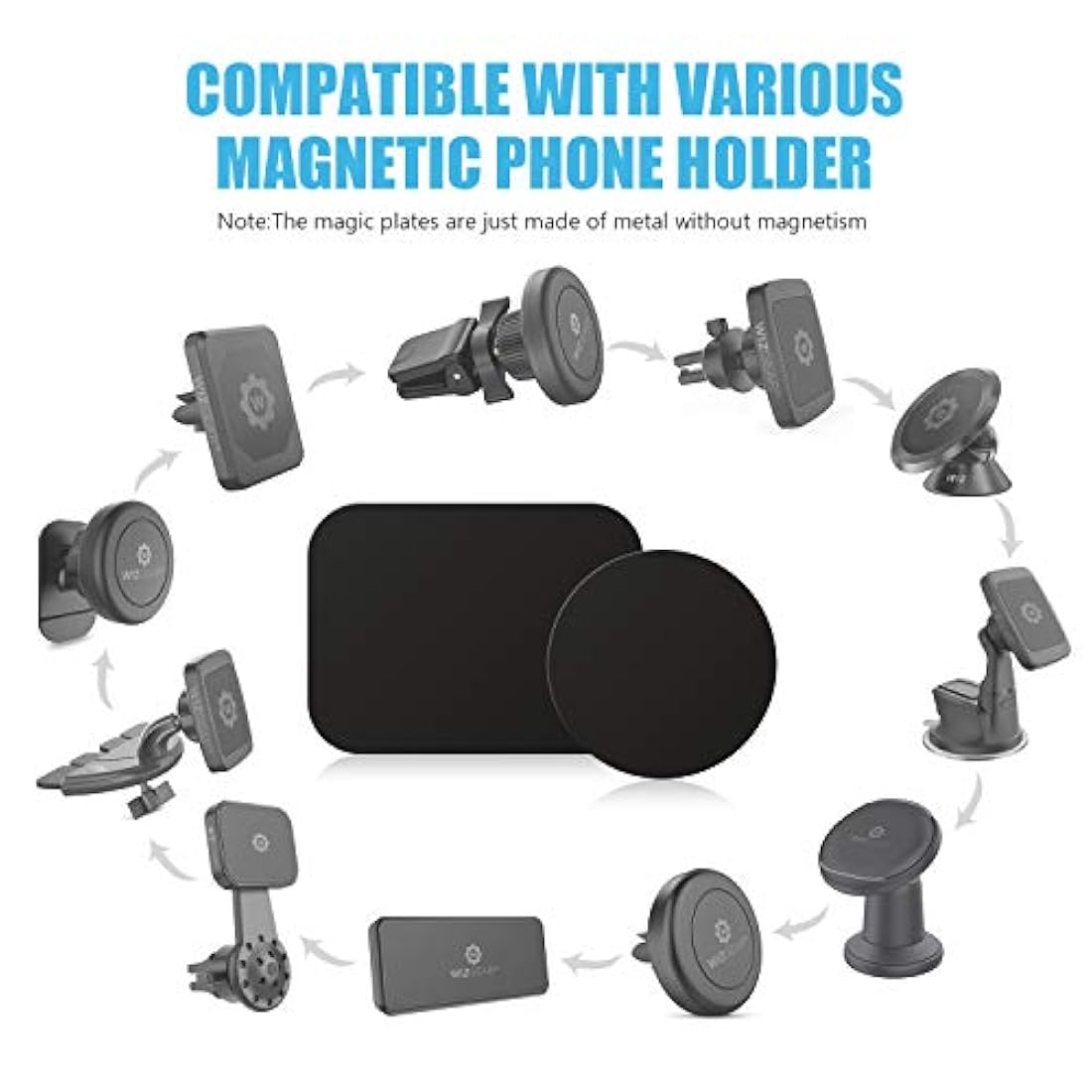 Placas magneticas de metal WizGear para fijar soportes