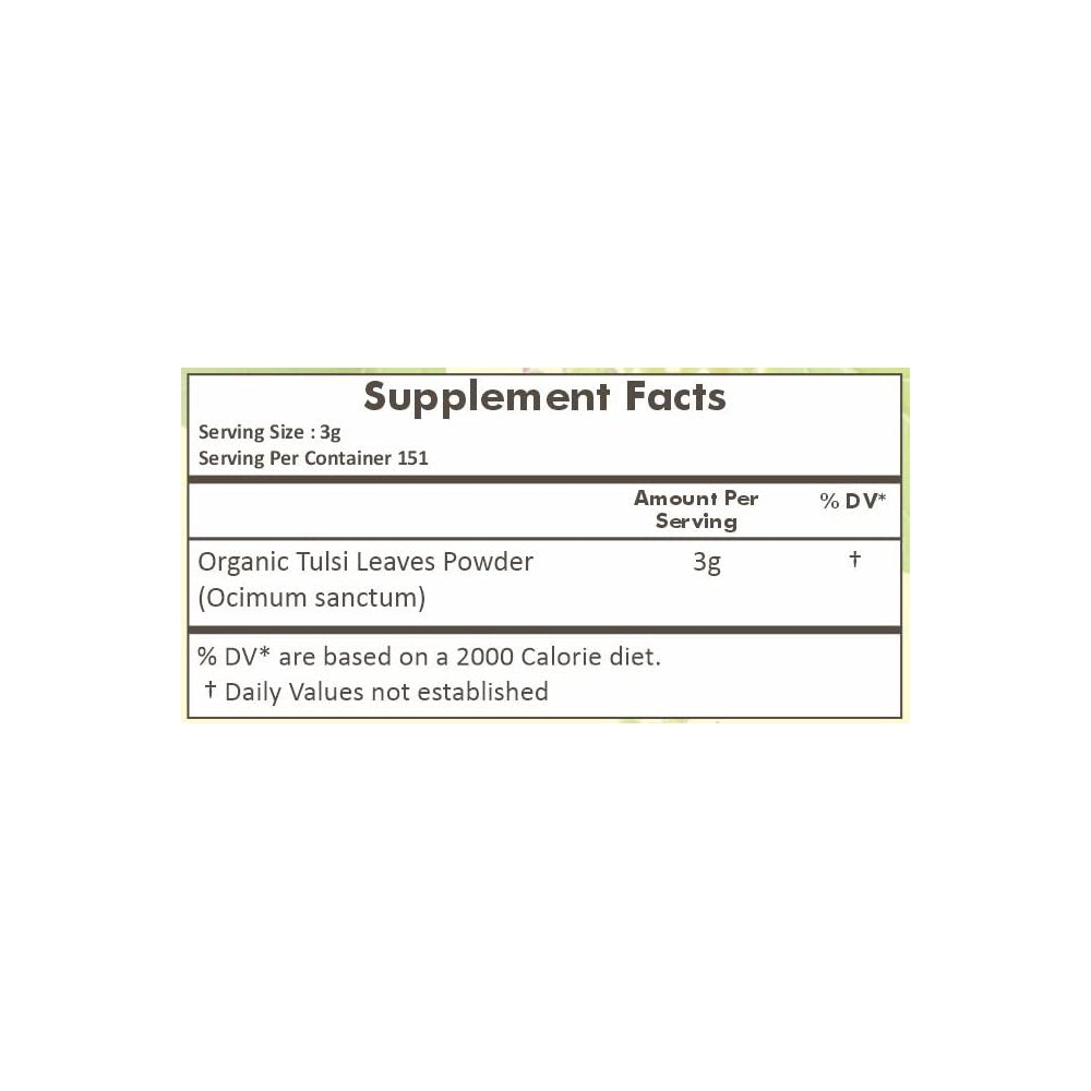 Suplemento Polvo orgánico de Tulsi de albahaca sagrada 454 G