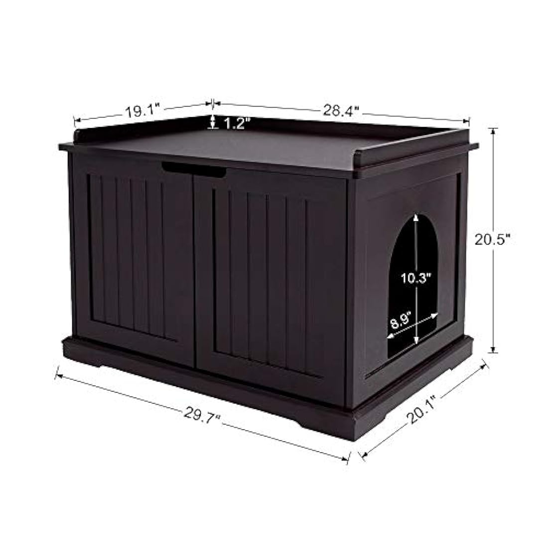 Unipaws - Banco de almacenamiento para baño de gato, con estructura de madera resistente, amplio almacenamiento, fácil montaje, se adapta a la mayoría de cajas de basura