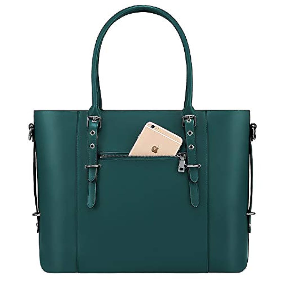 Bolso de piel sintética para portatil de 16.3in, color verde