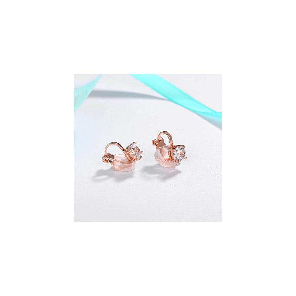 Aretes de tuerca con clip de circonita cúbica