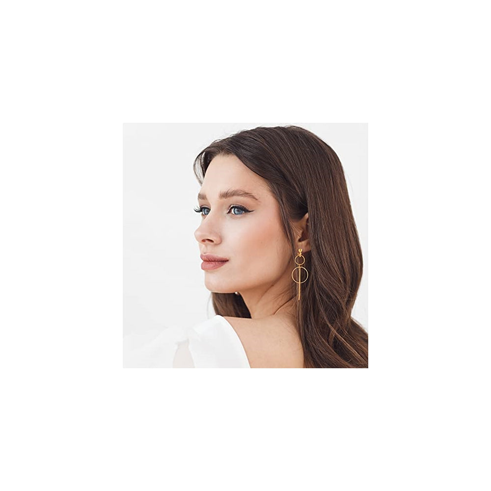 Aretes colgantes con clip en gota bohemia para mujeres