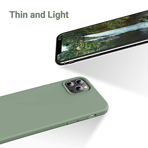 OTOFLY Funda diseñada para iPhone 12 Pro Max, serie sedosa y suave al tacto; funda protectora de goma de silicona líquida de alta calidad para iPhone 12 Pro Max de 6.7 pulgadas, color verde calke