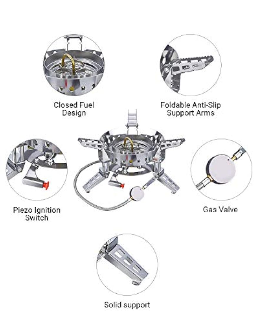 Estufa de camping Bulin a prueba de viento, 6800 W