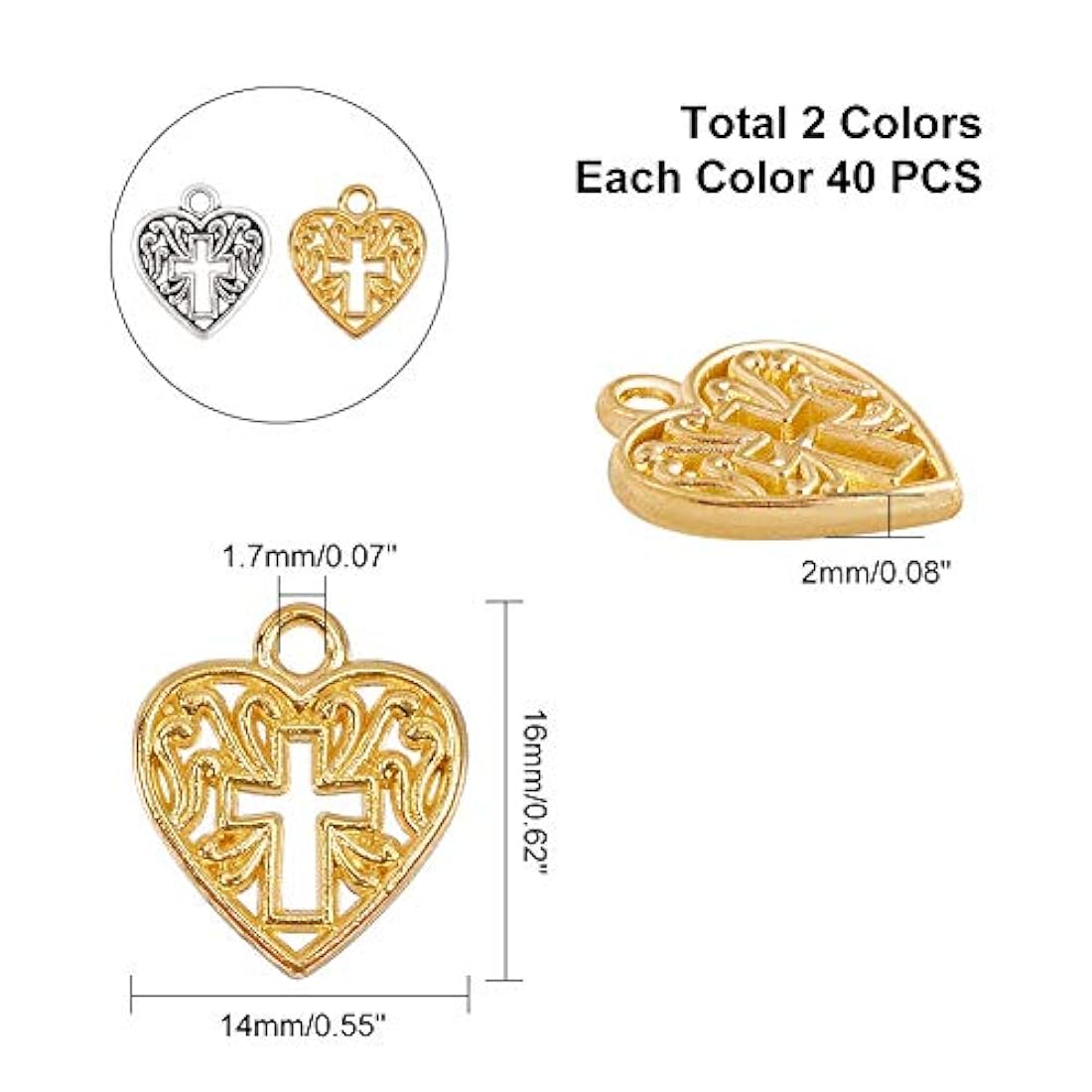 Dijes y medallas 80 piezas dijes corazón encantos a granel