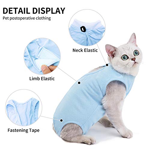 TORJOY Mono de gatito, traje profesional de recuperación de gatos para heridas abdominales o enfermedades de la piel, después de la cirugía, uso antilesiones, alternativa transpirable de cuello E para gatos