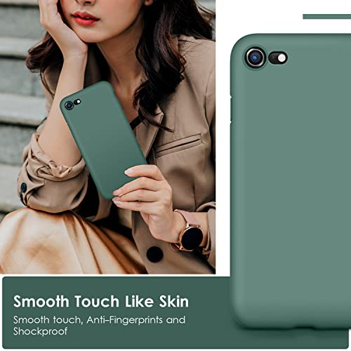 DTTOCASE - Funda para iPhone SE 2022/2020, iPhone 8, iPhone 7, funda de silicona líquida para iPhone SE 8 7 de 4.7 pulgadas, colorida y suave funda protectora para niñas y mujeres, color verde medianoche