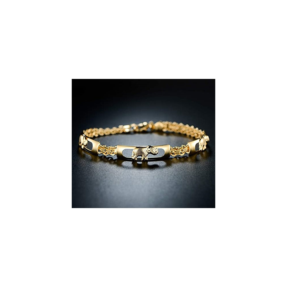 Pulseras de elefante chapado en oro de 18 quilates