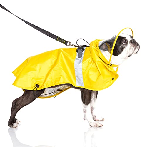 Gooby Chubasquero para perros V2 - Poncho impermeable con anillos dobles en D - Chaqueta impermeable para perros pequeños y medianos