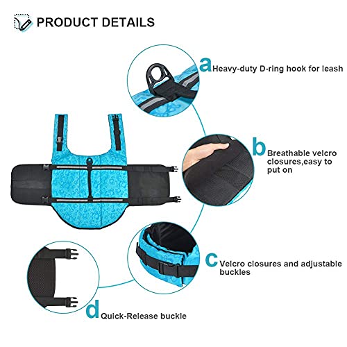Doglay - Chaleco salvavidas para perros con tiras reflectantes, alta flotabilidad y ajustable, traje de baño para perros pequeños, medianos y grandes