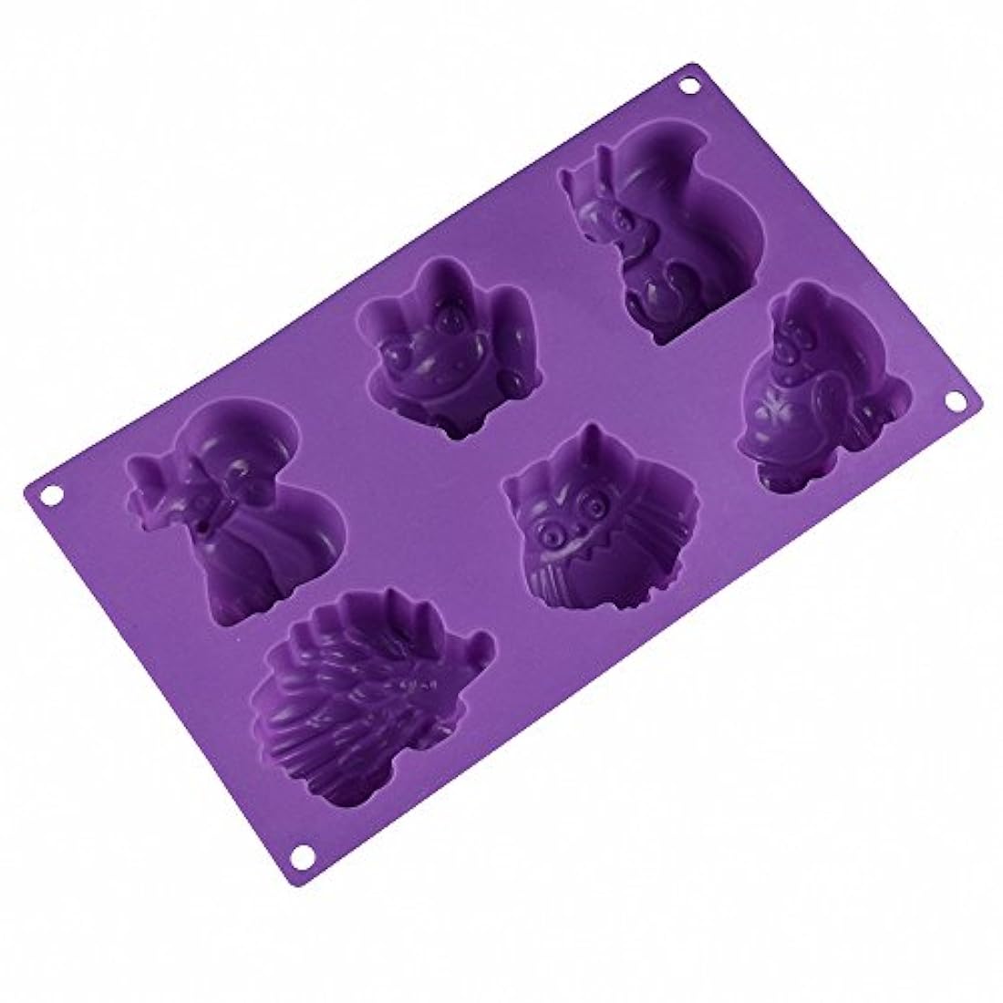 Molde de silicona para animales de bosque – MoldFun ardilla rana zorro tortuga búho erizo bandeja para cubitos de hielo, gelatina, galletas, magdalenas, pasteles, chocolate, jabón, barra de loción, cera, arcilla, cereza, yeso, hormigón