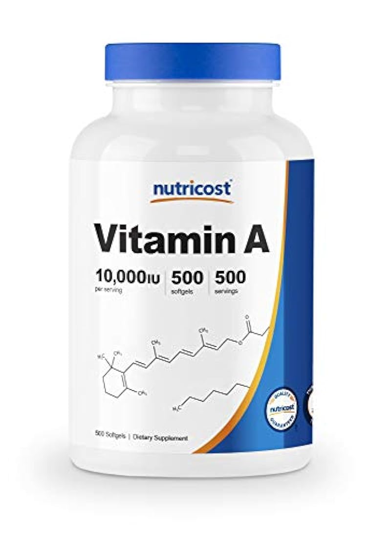 Nutricost Vitamina A 10.000 UI, 500 cápsulas de gel suave