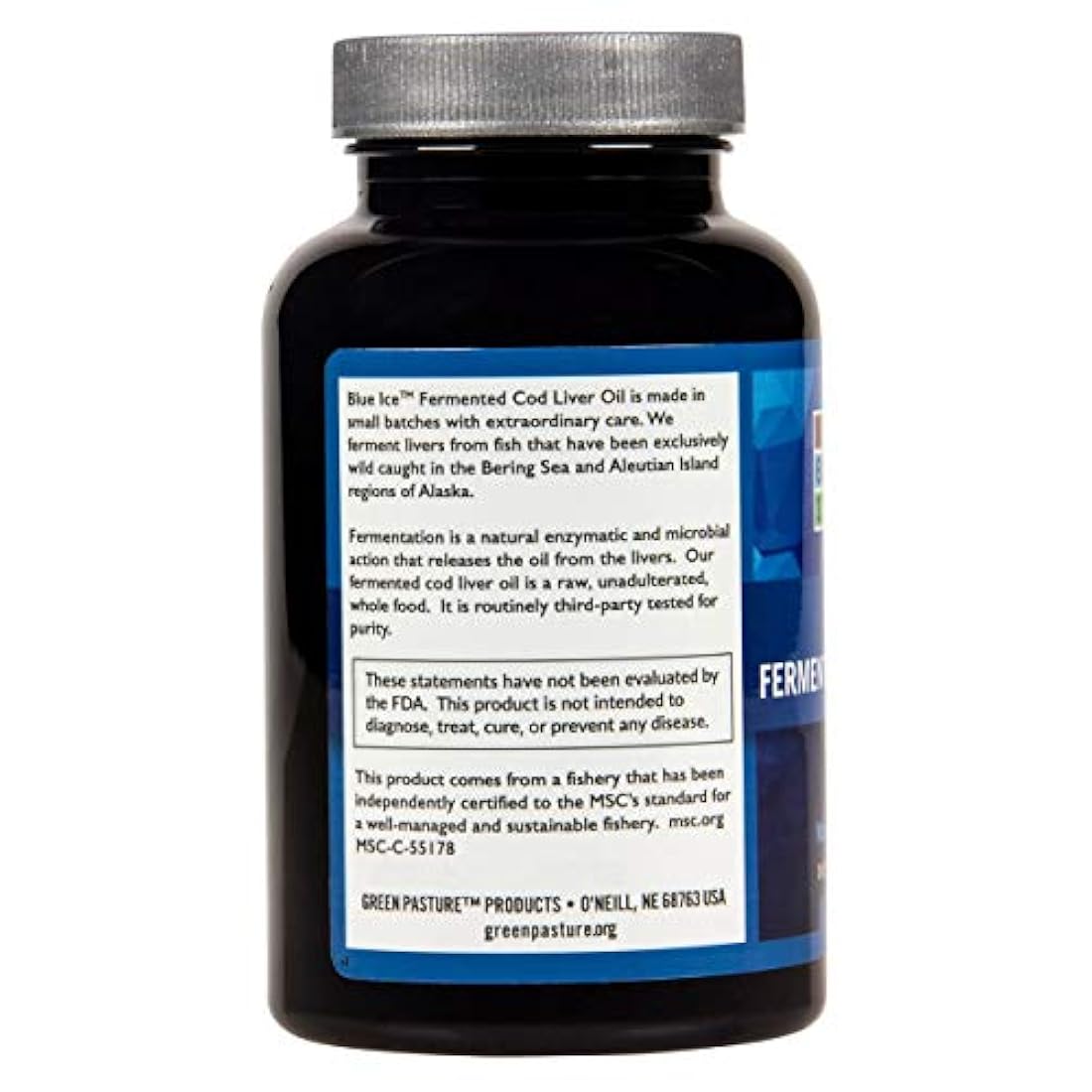 Aceite de hígado de bacalao fermentado con hielo verde Pasto