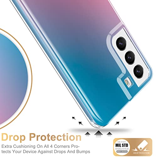 ESDOT Funda para Samsung Galaxy S22, grado militar, prueba de caídas de 21 pies, funda resistente con diseños de moda rosa azul para mujeres y niñas, funda protectora para Galaxy S22 de 6.1 pulgadas