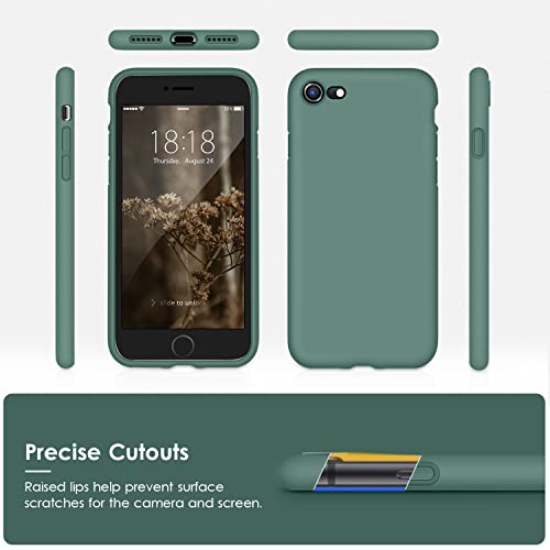 DTTOCASE - Funda para iPhone SE 2022/2020, iPhone 8, iPhone 7, funda de silicona líquida para iPhone SE 8 7 de 4.7 pulgadas, colorida y suave funda protectora para niñas y mujeres, color verde medianoche