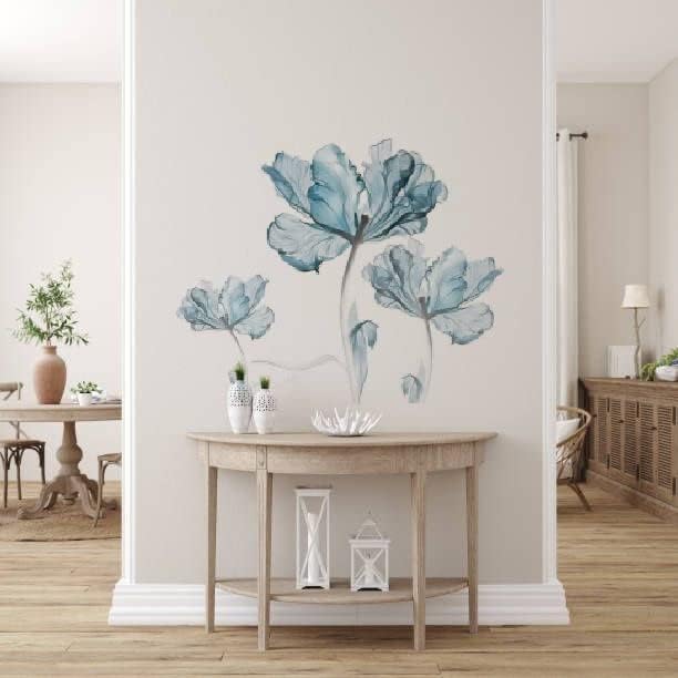Vinilo decorativo de pared de flores azules vinilo extraíble