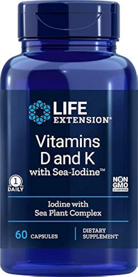 Vitamina D y K con sea-Iodino, 60 cápsulas