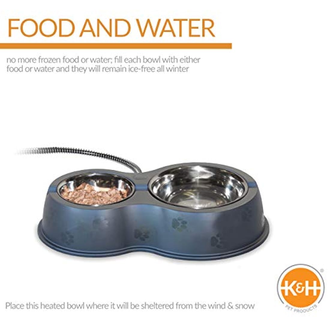 K&H Pet Products Thermo-Kitty Café - Cuenco para gatos calentado al aire libre - No más alimentos congelados o agua