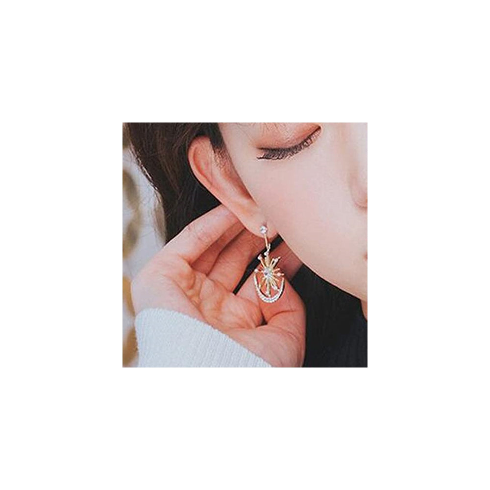 Aretes colgante con diseño luna y estrella para mujeres
