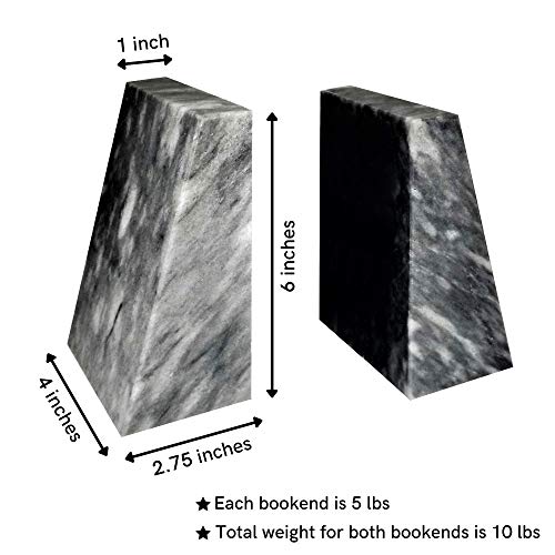 Sujetalibros de mármol pulido natural en forma de cuña gris
