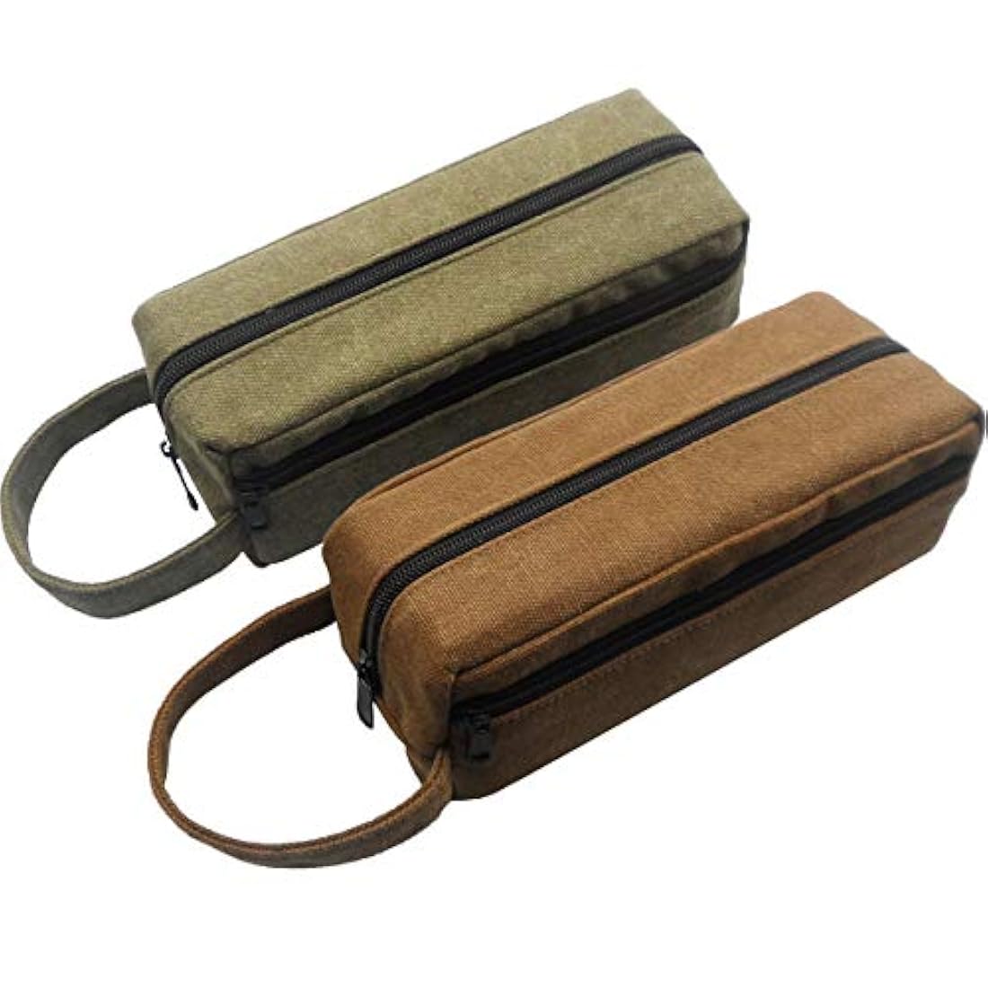 Estuche grande de lona con asa y 2 compartimentos c