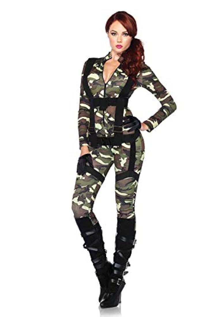 Leg Avenue Disfraz de militar con cremallera frontal