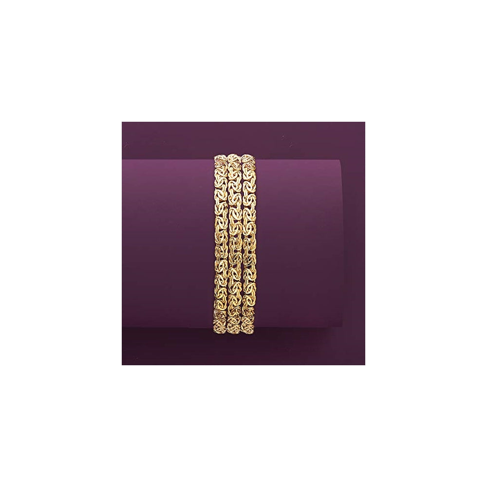 Pulseras bizantina de oro de 18 quilates sobre 3 filas