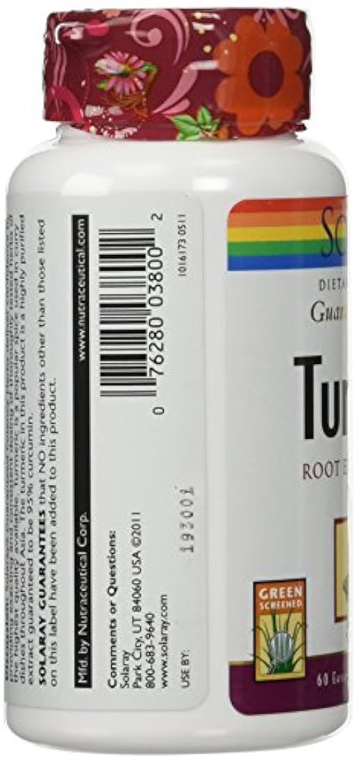 Extracto de raíz de cúrcuma Solaray, 300 mg, 60 unidades