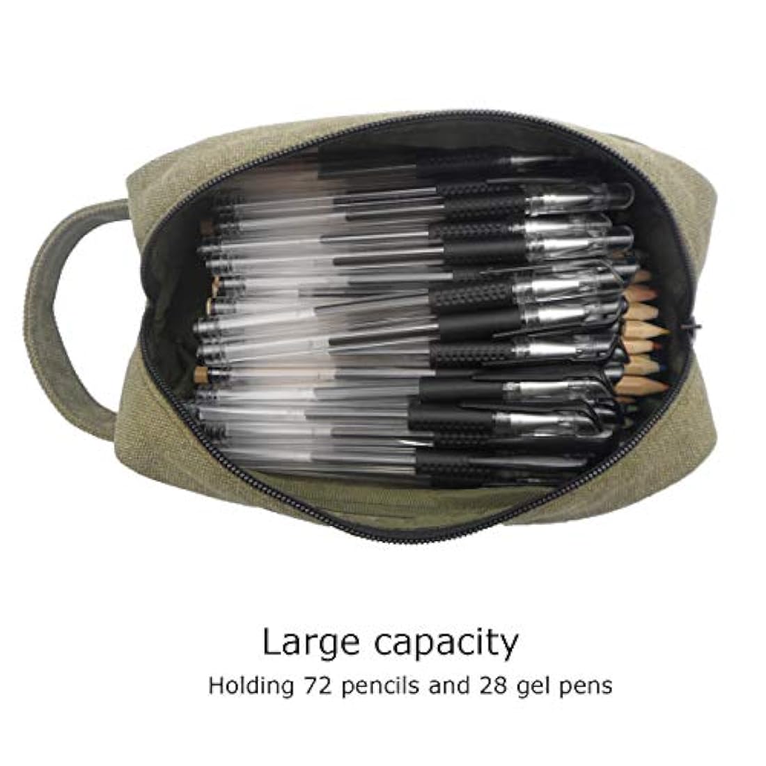 Estuche grande de lona con asa y 2 compartimentos c