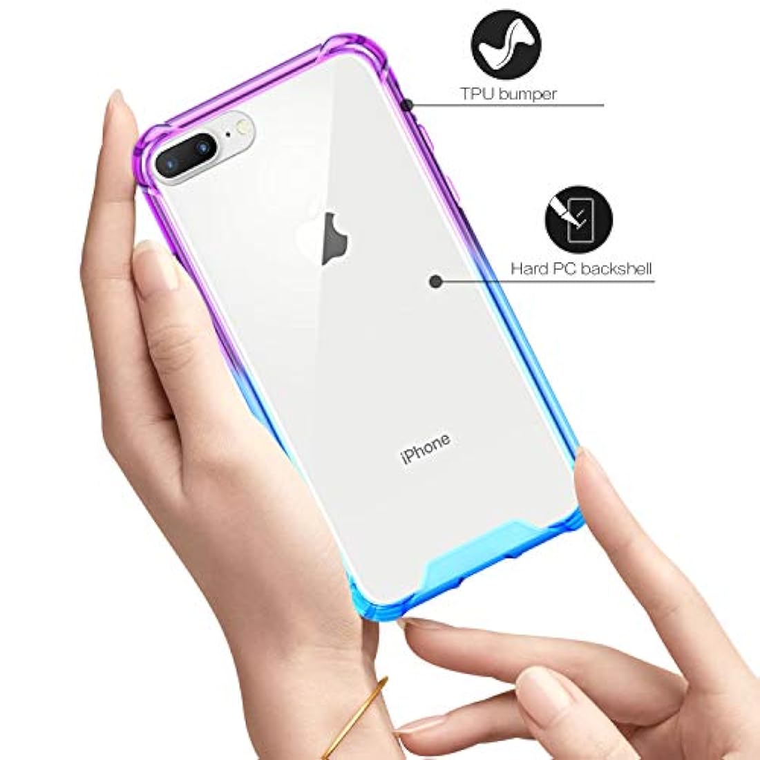 Funda para iPhone 7 Plus, transparente, antiarañazos,delgada