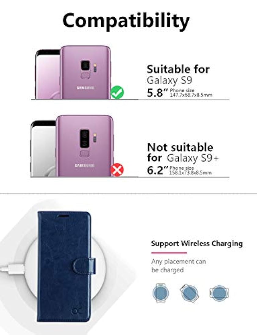 Funda tipo libro para Samsung Galaxy S9 (piel)
