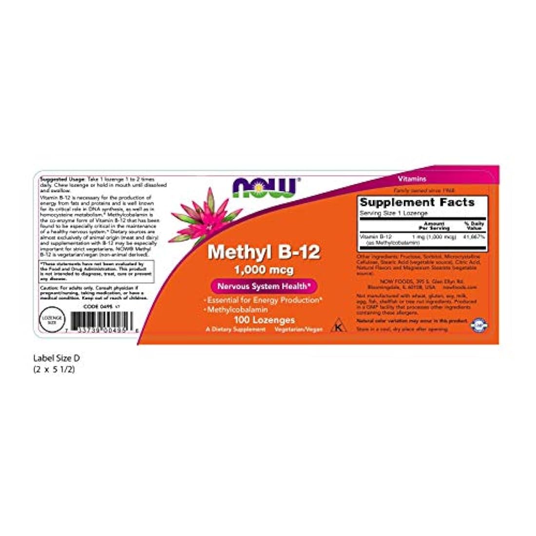 Now Foods Metil B-12, 0.00017 oz, 495, 100, 1, 1