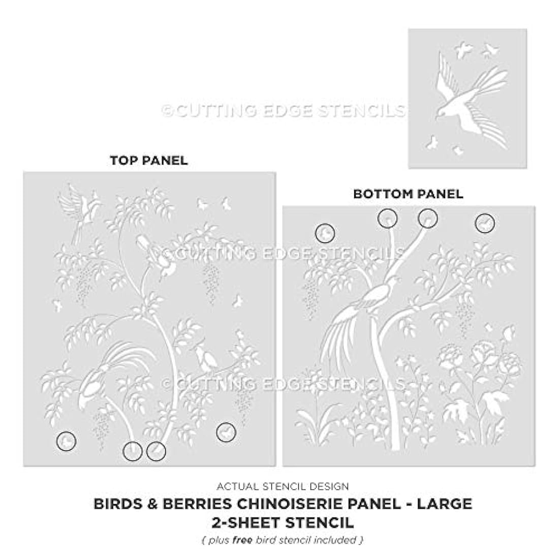 Plantilla para pared con diseño de pájaros y bayas