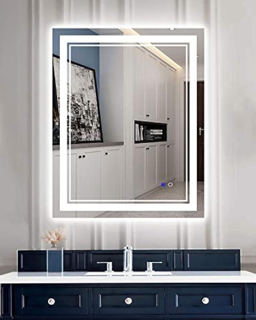 Keonjinn Espejo de maquillaje con luz vertical y horizontal