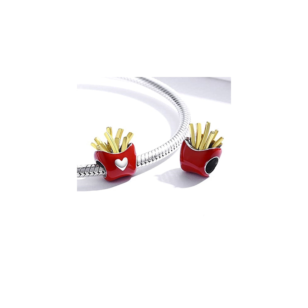 Dijes y Medallas de plata de ley con diseño de papas fritas