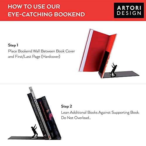 Apoyalibros cayendo Antori Design. Apoyalibros metálico negro Falling Books. Apoyalibros increíble, arte decorativo, regalo para novios, sujetalibros, regalo para la oficina