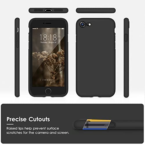 DTTOCASE - Funda para iPhone SE 2022/2020, iPhone 8, iPhone 7, funda de silicona líquida para iPhone SE 8 7 de 4.7 pulgadas, funda protectora colorida suave y sedosa para niñas y mujeres, color negro