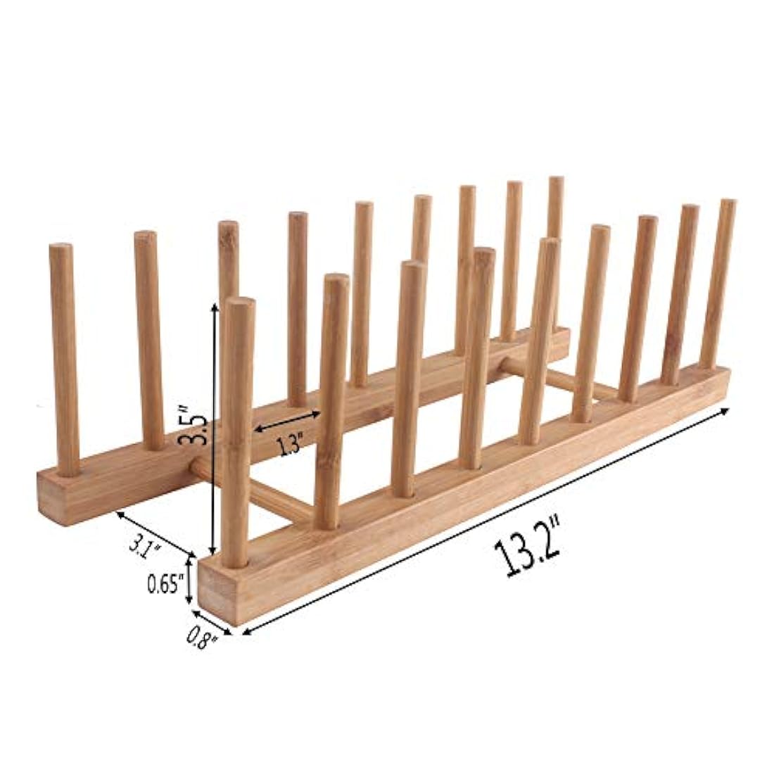 Soporte para platos de madera de bambú 8 ranuras