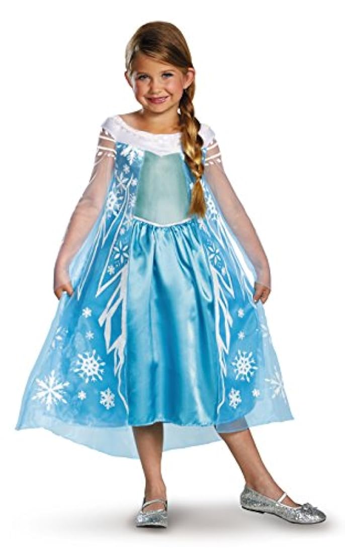 Disfraz para niñas de Elsa Disney Frozen de lujo, S/4-6, Azul (Sky Blue)