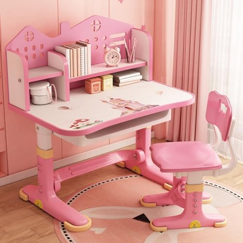 Escritorio y Silla Infantil Ajustable con Cajones y Compartimentos