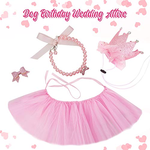 GAGILAND Disfraz de cumpleaños para perro, tutú de cachorro, adorable collar para perros pequeños, niña y cachorro