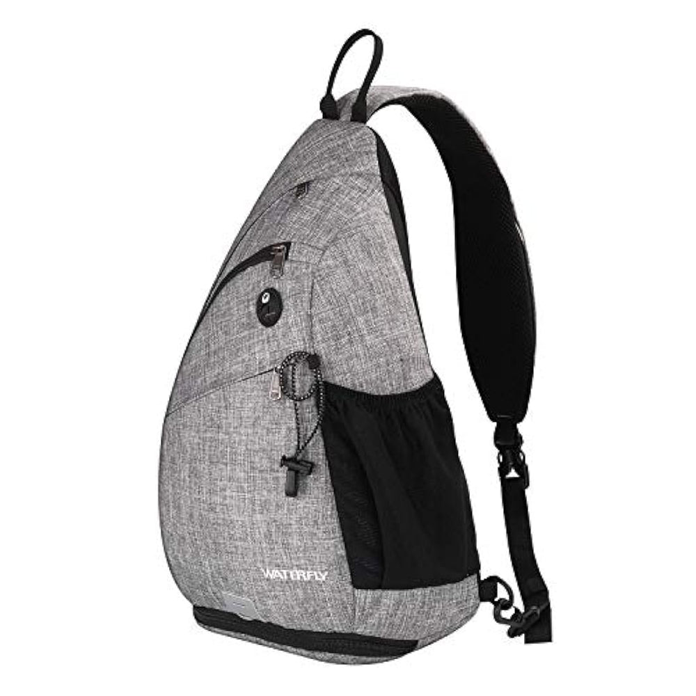 Bolso bandolero unisex de lona color gris y negro. WATERFLY
