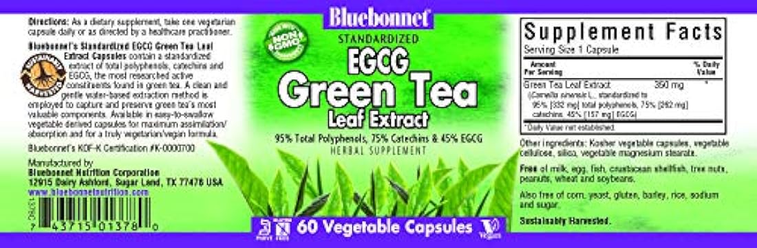 Bluebonnet Nutrición - Estandarizado EGCG té verde extracto
