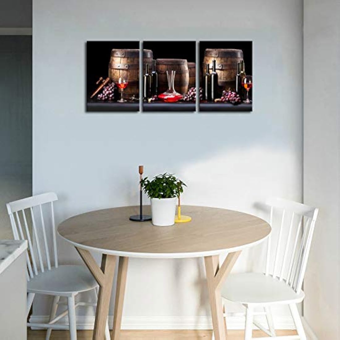 Pyradecor 3 Paneles Botella de Vino Rojo y Barril