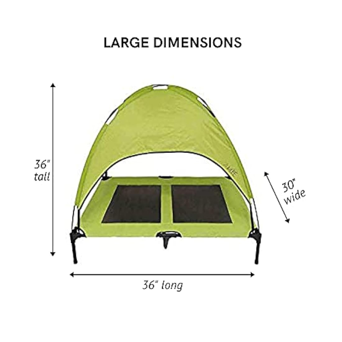 Cuna elevada para perro toldo de sombra, verde 90x90x76cms