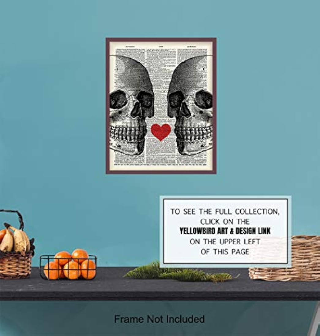 Decoración de pared de Corazón y calaveras 8x10 Sentimental