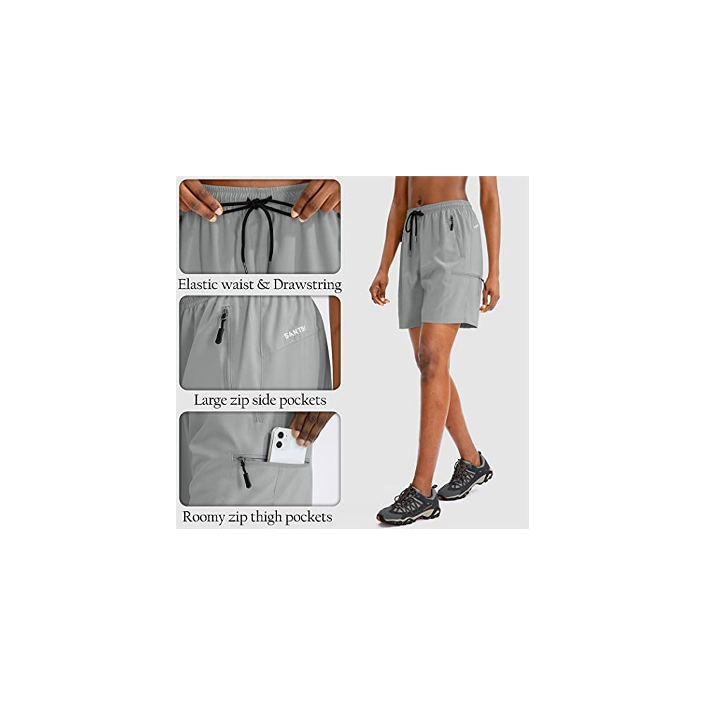 Shorts cortos de senderismo para mujer talla 3XL Gris claro
