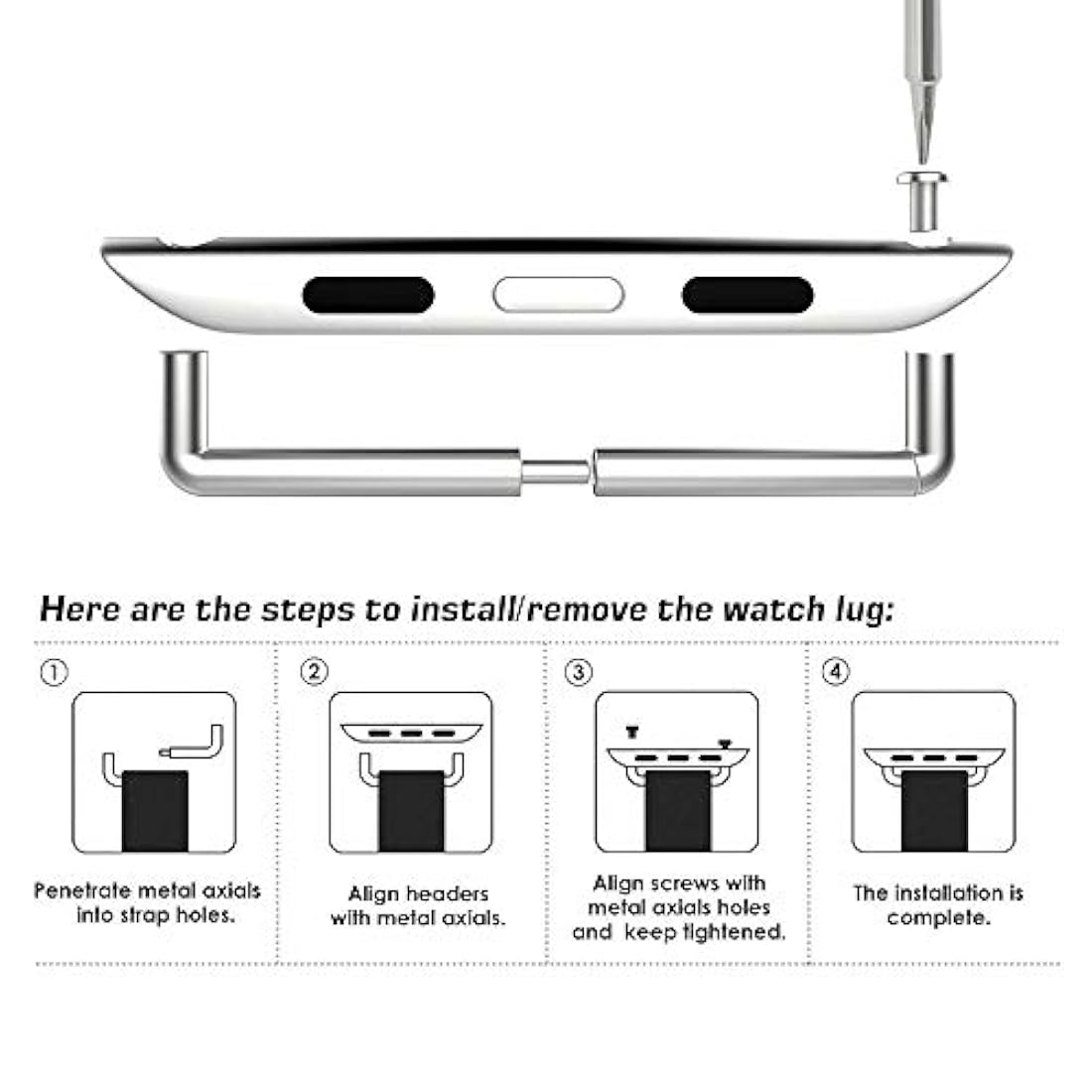 Conector de correa de reloj de acero inoxidable adaptado