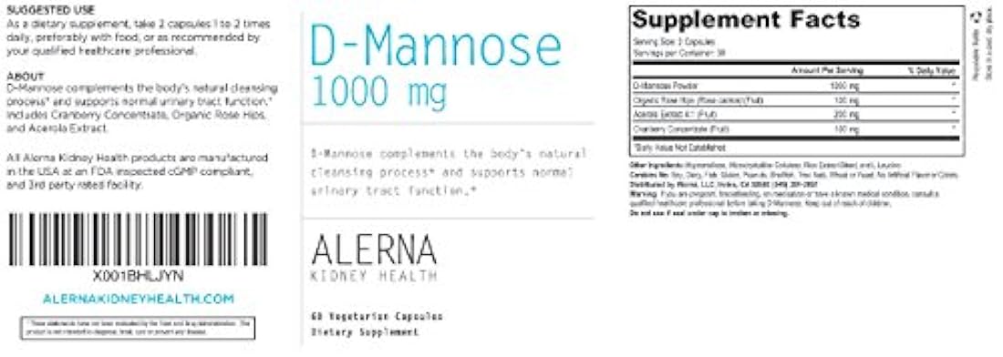 D-Manosa (1000mg), con concentrado de arándano y escaramujo