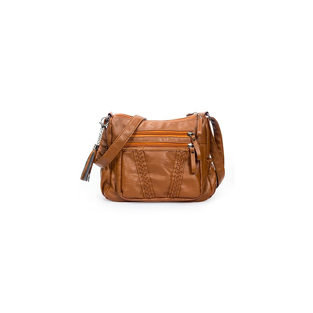 Bolsos cruzado para mujer con borla de piel sintética suave